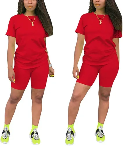 Miniatura 6 de KINIKO Conjunto de sudadera de manga corta y pantalones de 2 piezas para mujer, estilo casual, a la moda
