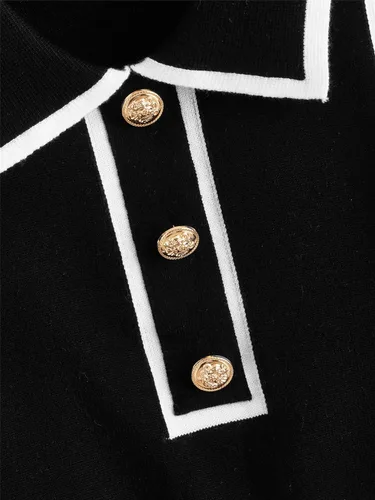 Miniatura 4 de Verdusa Suéter sin mangas con cuello a rayas y botones para mujer