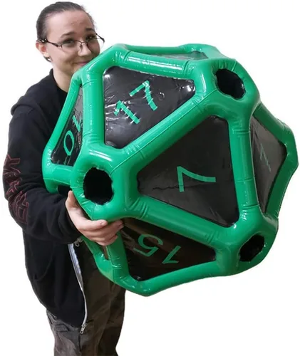 Miniatura 10 de Black Bazaar Dados grandes D20 inflables extra grandes gigantes para juegos DND RPG de mesa Juego de rol Calabozos y dragones Negro y rojo