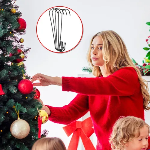 Miniatura 5 de Mixweer 240 ganchos de adorno de Navidad de 0.51 x 2.36 pulgadas en forma de C con caja de almacenamiento, ganchos de árbol de Navidad