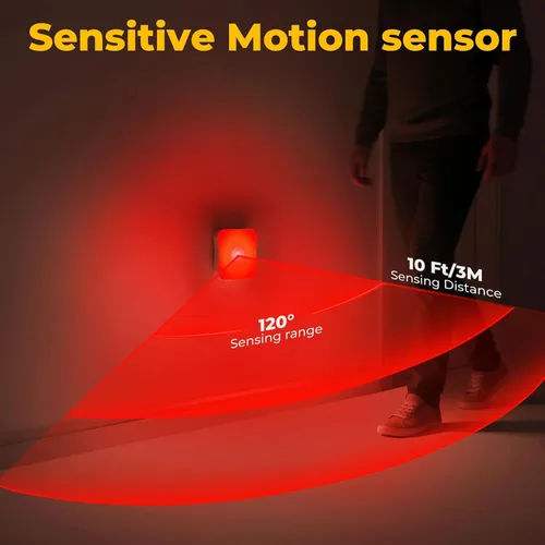 Miniatura 4 de Luces nocturnas rojas con sensor de movimiento, luces recargables con batería, luces rojas magnéticas para ayuda al sueño, baño, recámara, escalera