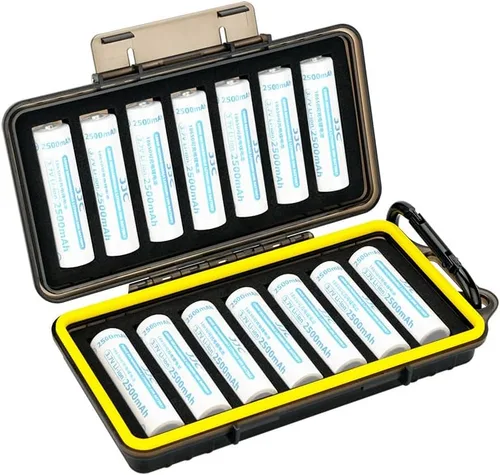 Miniatura 13 de KIWIFOTOS Organizador de baterías C con 15 ranuras para almacenamiento, resistente al agua, IP67, impermeable, celda C, LR14, contenedores alcalinos