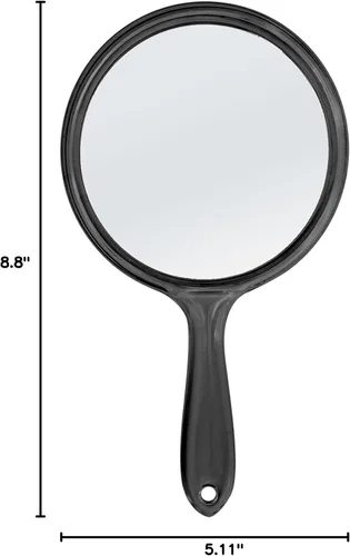 Miniatura 8 de D Espejo de doble cara - Espejo de mano con mango - Espejo de maquillaje 1X/2X Espejo de aumento con forma redondeada - Espejo de mano - Negro Negro