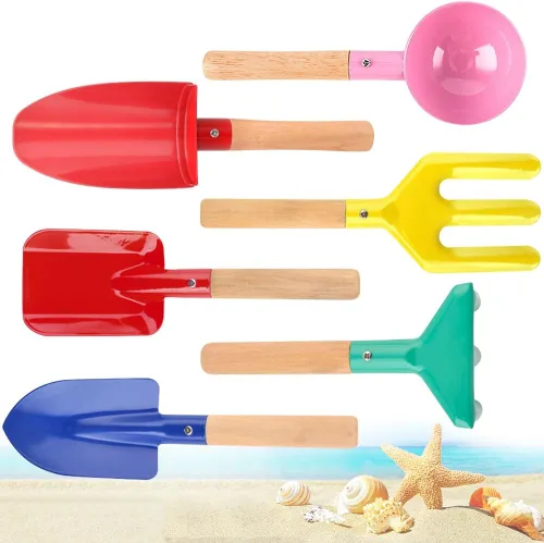 Miniatura 8 de Juguetes de playa para niños, 6 piezas de 8 pulgadas, herramientas de jardinería para niños, juego de juguetes de arena, herramientas de jardín