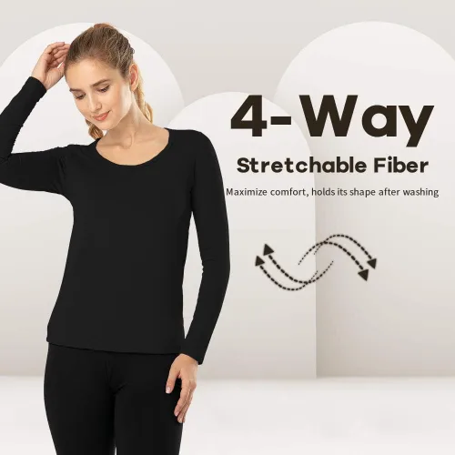Miniatura 80 de MANCYFIT Tops térmicos para mujer, camisa con forro polar, manga larga, capa base, cuello en V