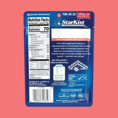 Miniatura 2 de StarKist Wild Pink Salmon - Sin hueso, sin piel, bolsa de 2.6 onzas (paquete de 12)