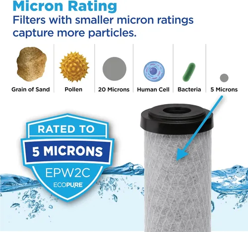 Miniatura 4 de EcoPure EPW2C - Filtro de agua de repuesto para todo el hogar, ajuste universal, se adapta a la mayoría de los sistemas de marcas principales