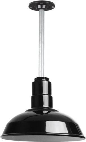 Miniatura 143 de Steel Lighting Co. El Segundo - Lámpara de granero Colgante montado en el techo Domo de 12 pulgadas Vástago de 12 pulgadas Luz de acero