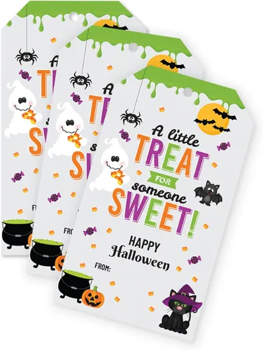 25 etiquetas de regalo de comida de Halloween para niños o adultos, etiquetas divertidas de vacaciones para galletas, dulces o regalos fabricados en
