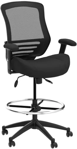 Miniatura 5 de BOLISS Silla de redacción ergonómica de malla de 400 libras, anillo de pie ajustable grande, reposabrazos ajustable en altura (negro)
