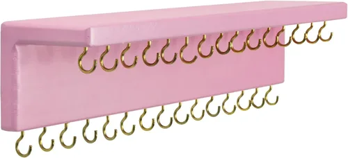 Miniatura 6 de SANY DAYO HOME Organizador de joyas con 24 ganchos y estante para cosméticos, 12 x 3 x 4 pulgadas, soporte de madera de pino rústico montado