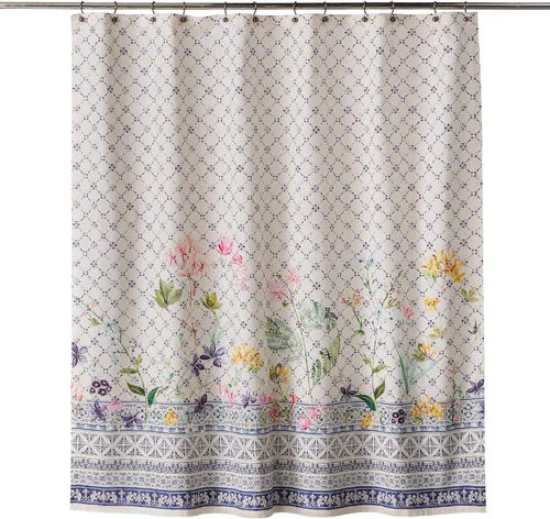 Miniatura 8 de Maison d' Hermine Cortina de ducha 100% algodón, un panel, 70 x 72 pulgadas, cortinas de ducha de tela lavable para baño, fácil de colgar con 12