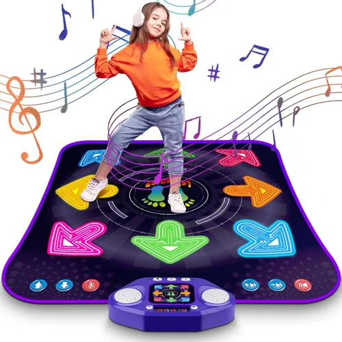 Juguetes de alfombrilla de baile para niñas y niños de 3 a 12 años, alfombrillas de baile con 8 botones iluminados y Bluetooth inalámbrico, juguete