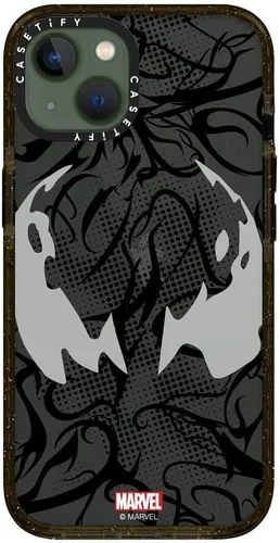 Miniatura 3 de CASETiFY Impact - Funda para iPhone 13 [Spider-Man Co-Lab / protección contra caídas de 6.6 pies] - Máscara Venom - Negro transparente
