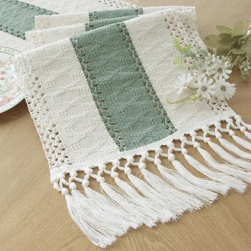 Miniatura 31 de FEXIA - Camino de mesa bohemio con borlas, para decoración del hogar, de macramé para decoración de habitación, comedor, dormitorio, despedida