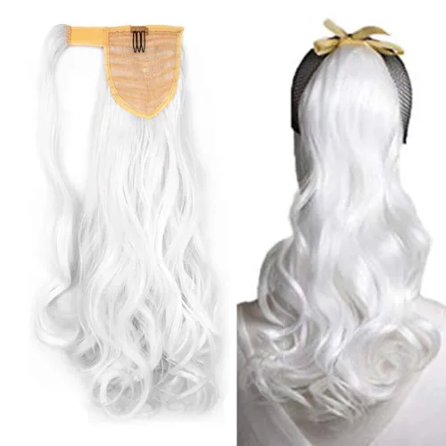 Miniatura 13 de Extensión de cola de caballo de 18 pulgadas para mujer, 3.53 onzas, fibra sintética natural japonesa resistente al calor, color negro azabache #1