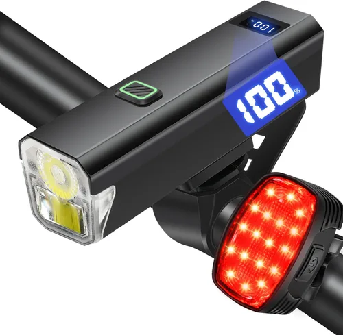 DARKBEAM 6000LM Bike Headlight USB- C Rechargeable, High Lumen Super Bright Bike Light Set for Night Riding, 12+5 Modes Waterproof Bicycle Lights