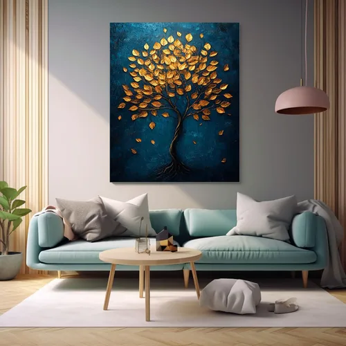 Miniatura 4 de VOCBAN Tree of Life Wall Art The Picture Artwork Canvas Prints Tree Pictures Poster Retro Artwork for Bedroom Living Room Home Decoration(blue blue