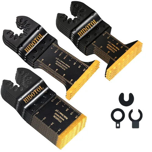 HIDOTOL 16 hojas de sierra oscilantes de titanio, cuchillas universales multiherramienta para cortar material duro, clavos de metal, madera,