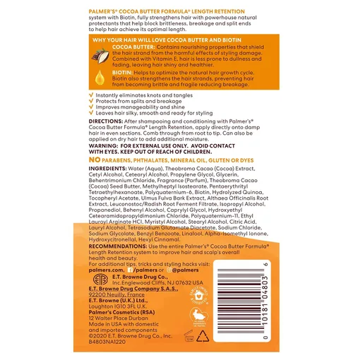 Miniatura 12 de Palmer's Acondicionador sin enjuague de Mantequilla de Cacao y Biotina para retener el largo, fortalece, minimiza el encrespamiento y desenreda