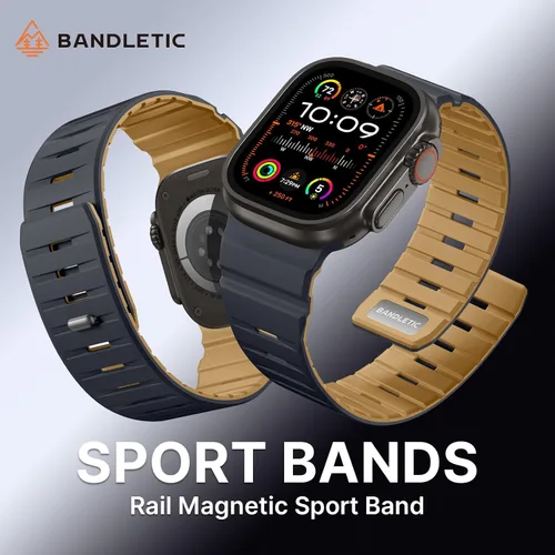 Miniatura 2 de Bandletic Magnetic Watch band Compatible with Apple Watch Bands - Magnet Bands 49mm 46mm 45mm 44mm 42mm Men Women, Rugged Silicone Strap for iWatch