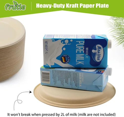 Miniatura 3 de Paquete de 150 platos de papel de 7 pulgadas, platos de papel desechables resistentes sin blanquear para fiestas grandes, picnics, uso diario