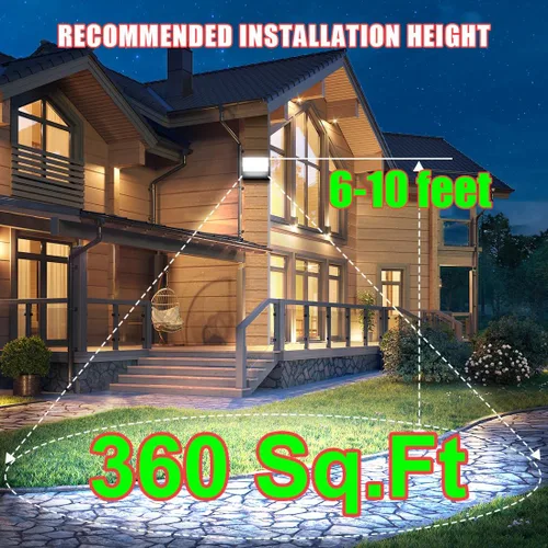 Miniatura 3 de Juyace Reflectores LED de 60W para Exteriores Luminaria de Pared Sin Fotocélula Equipos de Iluminación para Casa Rotacional 360° 6000lm 5000K IP65