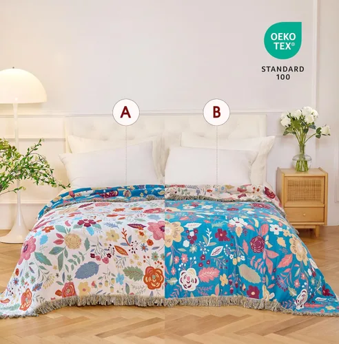Miniatura 4 de Manta Decorativa Bohemia - Mantas Decorativas de Algodón 100% Suave y Transpirable, 50"x60" Colcha de Algodón Muselina Ligera de 4 Capas, Estampado