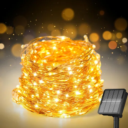 Selarlyt Guirnalda de 200 luces LED solares de 72 pies para exteriores, luces de hadas solares para exteriores, impermeables, con 8 modos, luz