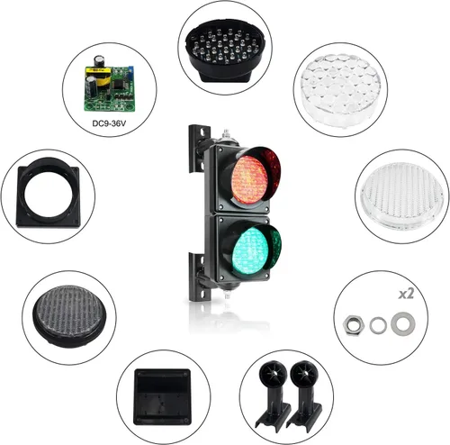 Miniatura 6 de BBMI Luz de tráfico de 3.937 in (4 pulgadas), DC9-36V señal de parada y marcha rojo/verde, carcasa de PC, impermeable, IP65, luz de advertencia