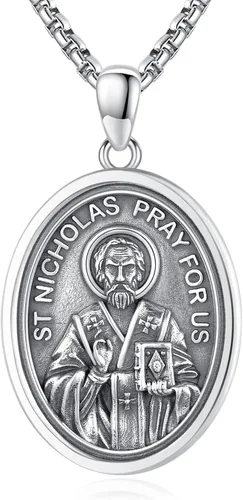 Miniatura 269 de Collar de plata de ley 925 con medalla de San Patrón, colgante de protección católica, amuleto, joyería religiosa para hombres y mujeres