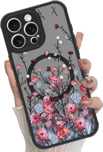 Miniatura 27 de Funda magnética para iPhone 17 Pro [compatible con MagSafe], bonita funda de moda con estampado de leopardo negro, translúcida, mate, parte trasera
