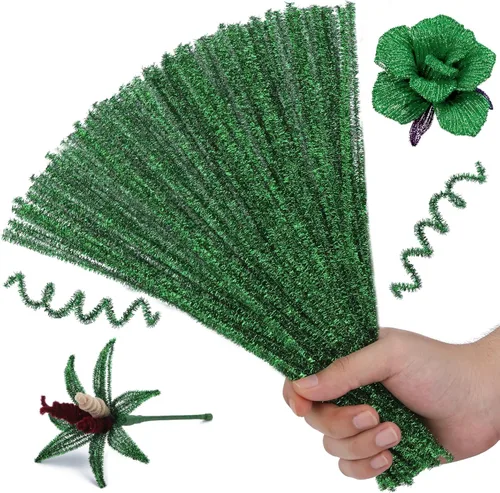 Miniatura 9 de Hssugi Limpiapipas plateadas, 100 piezas de limpiadores de pipas para manualidades, limpiadores de pipas dorados con purpurina a granel