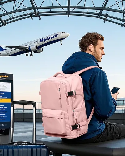 Miniatura 4 de VGCUB - Mochila grande para viaje, trabajo, negocios, mochila para laptop aprobada como equipaje de mano para vuelos, unisex, Rosa (Pure Pink)
