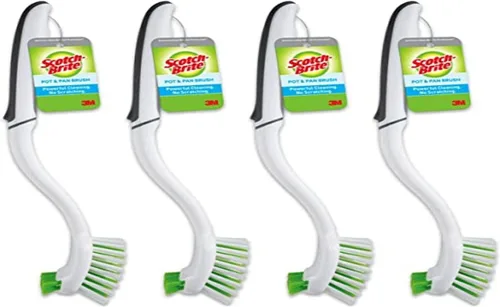 Scotch-Brite Cepillo para ollas y sartenes, duradero y duradero con mango para fregar acero inoxidable, muebles de exterior y fregaderos sin
