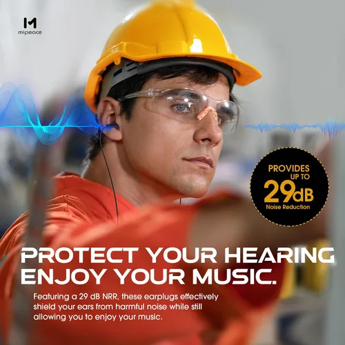 Miniatura 3 de MIPEACE Auriculares de trabajo, auriculares con tapón para el trabajo, aislamiento de ruido, auriculares para construcción de seguridad industrial
