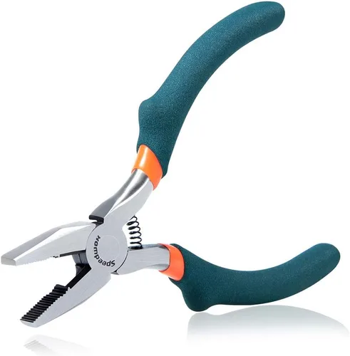 Miniatura 9 de SPEEDWOX Alicates de punta doblada con cortador, alicates curvados de 5 pulgadas de mandíbula dentada convexa para joyería de precisión
