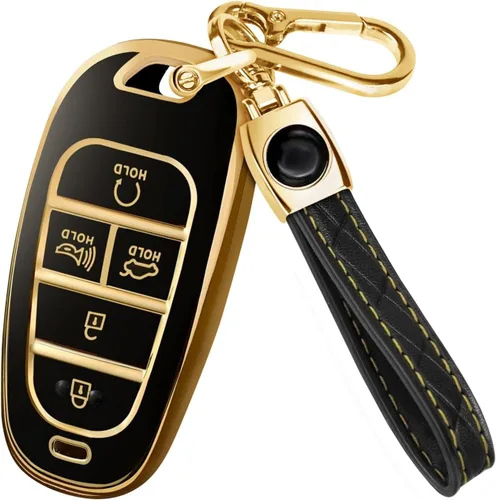Lucrum Compatible con funda para llavero Hyundai y llavero de cuero, funda para llavero para Santa Fe, Sonata, Tucson, Grandeur, Ioniq 5, Palisade,