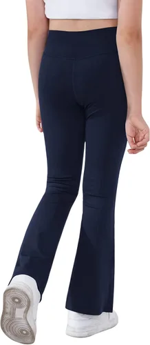 Miniatura 4 de Pantalones de yoga para niñas con cintura cruzada en V, pierna ancha, pantalones acampanados de cintura alta, pantalones de corte de bota