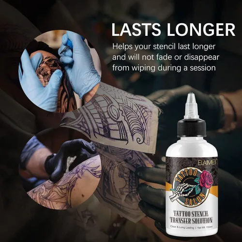 Miniatura 4 de 2 plantillas de tatuaje, solución de gel de 5.1 fl oz, plantilla profesional de transferencia de gel para tatuaje, imprimación, gel crema