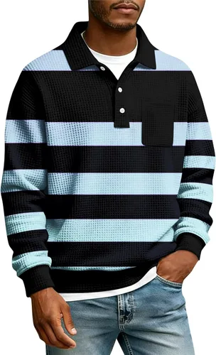 Miniatura 22 de Camisas de manga larga con botones a cuadros para hombre, con cuello de manga larga, estilo casual, elegante, a cuadros 2- amarillo