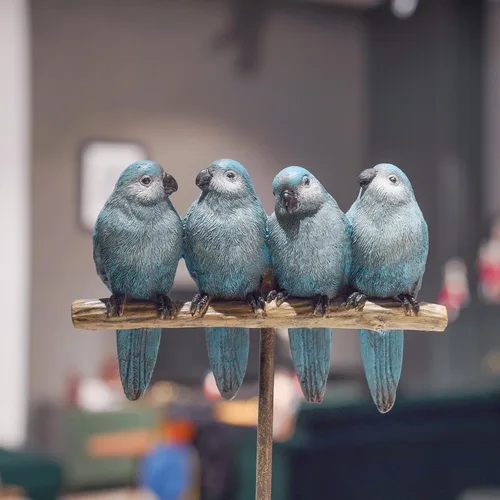Miniatura 2 de Braxio Figuras de pájaro para decoración del hogar, decoración de resina de pájaro azul para estante mesa escritorio, acento decorativo moderno