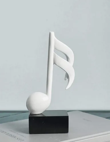 Miniatura 8 de HAUCOZE Decoración de notas musicales, decoración musical, regalos, centro de mesa, escultura, piano, estatua, blanco, 7.5 pulgadas