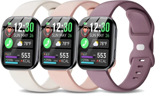 Miniatura 9 de Paquete de 3 correas deportivas de silicona compatibles con GloryFit T80/T70/T60/T50 Smartwatch, correa de repuesto suave e impermeable
