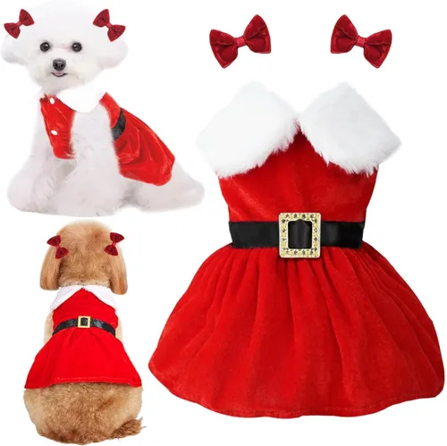 Miniatura 8 de Set de Vestido con Moño y Arnés con Correa para Perros Pequeños para Niñas, Ropa para Perros y Gatos Rosa Floral, Lindas Ropas para Cachorros, Ropa