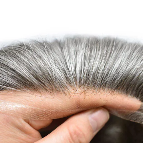 Miniatura 194 de Sistema de repuesto de cabello humano europeo con encaje frontal suizo para hombre, tupé para hombre, pieza de cabello, nudo blanqueado, línea #17