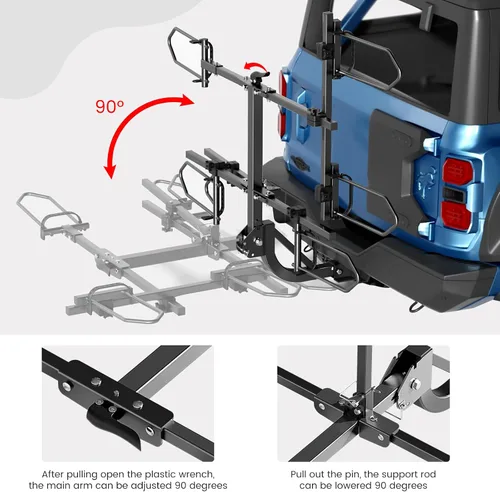 Miniatura 3 de NAIZEA Soporte de enganche para 2 bicicletas, capacidad de 270 libras, compatible con E-Trikes y bicicletas E, combinación libre multifuncional