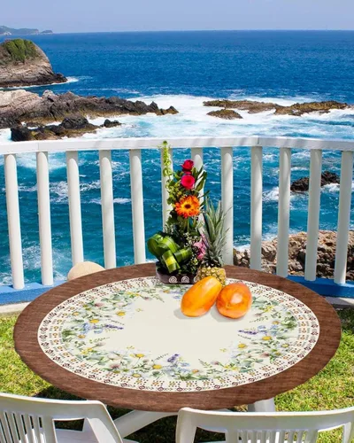 Miniatura 12 de Mantel Ajustable con Cola de Conejo de Pascua para Mesa Redonda, Cubierta de Mesa de Tulipán y Huevo de Primavera con Borde Elástico Impermeable