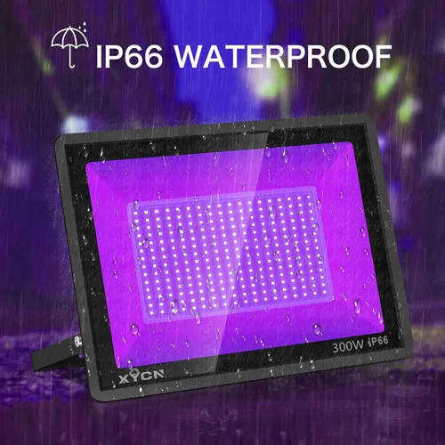 Miniatura 2 de XYCN Paquete de 2 luces LED negras de 300 W para exteriores, luz negra de inundación con enchufe, de 395 nm a 410 nm IP66 impermeable para fiesta