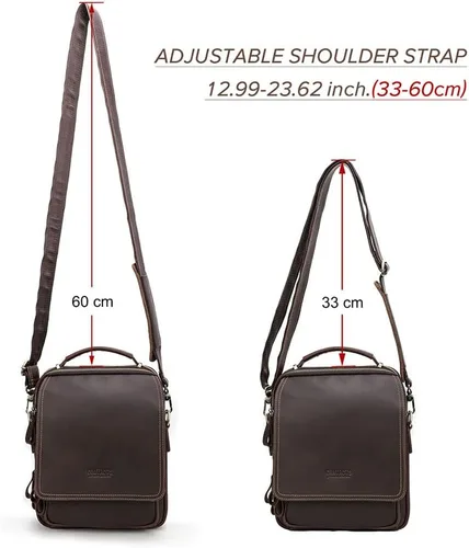 Miniatura 9 de CONTACTS Bolso de mensajero de cuero de grano completo para hombre, bolso de hombro cruzado, bolso de viaje para iPad de 10.5 pulgadas (marrón)